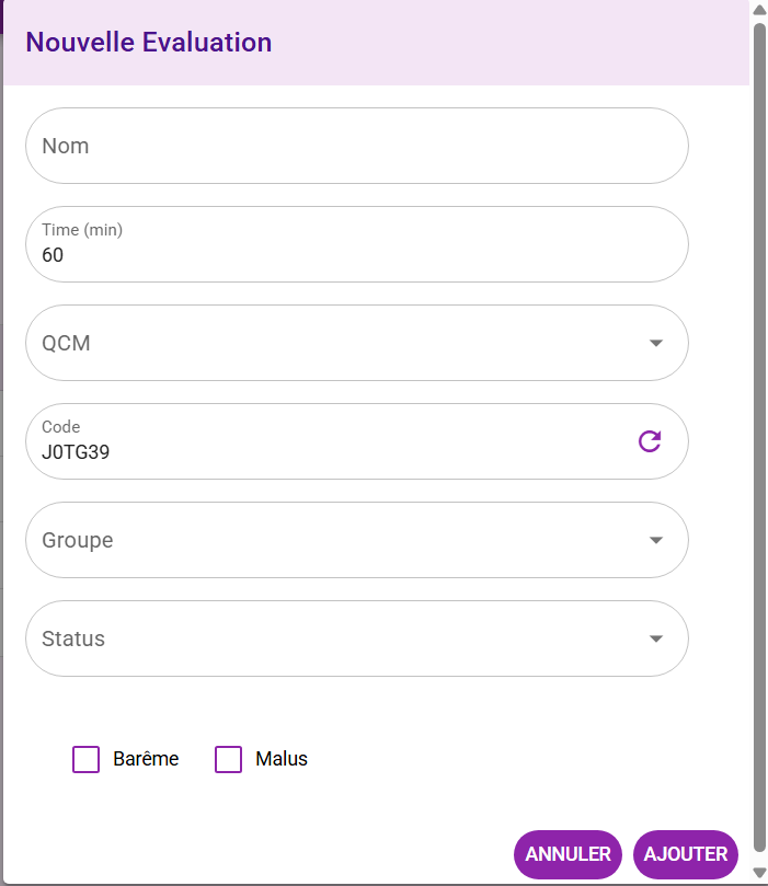 Création Eval Admin